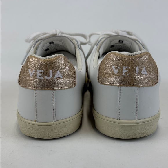 VEJA Esplar Leather Sneakers Women's White and Gold Size 8 - Picture 4 of 8